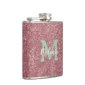 Rosa Glitter-Monogramm-Flasche Chic Flachmann (Rechts)