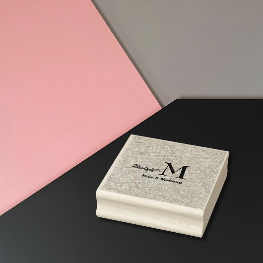 Rosa Glitter-Monogramm Frisur und Make-up Gummistempel