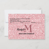 Rosa Glitter-Monogramm-Haar- und Make-up-Geschenkk (Rückseite)