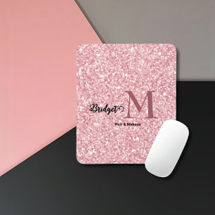 Rosa Glitter-Monogramm Haare und Make-up Mousepad