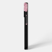Rosa Glitter-Monogramm-Initialen auf Schwarz iPhone Hülle (Linke Seite)