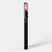 Rosa Glitter-Monogramm-Initialen auf Schwarz iPhone Hülle (Rechte Seite)