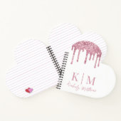 Rosa Glitter-Monogramm-Initialen auf Weiß Notizblock (Innenseite)