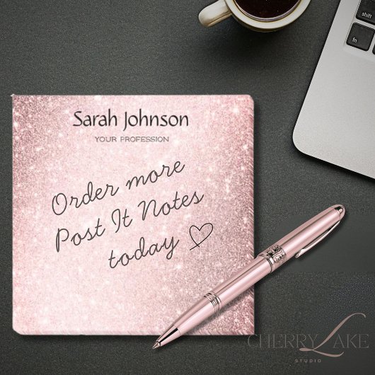 Rosa Glitter-Monogramm Personalisierter Name Post-it Klebezettel