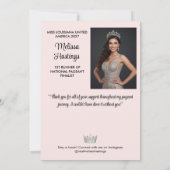 Rosa Glitter Pageant Dankeskarten Pageants (Rückseite)
