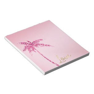 Rosa Glitter Palme Baum Ombre Gold Liebe Notizblock