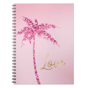 Rosa Glitter Palme Baum Ombre Gold Liebe Notizblock