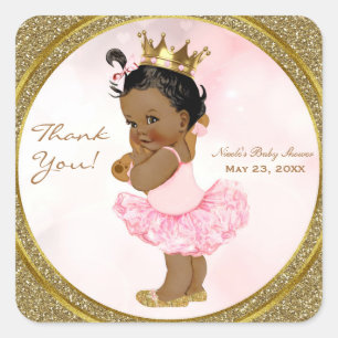 Rosa Glitter Prinzessin Vintage Geschenktüte für B Quadratischer Aufkleber