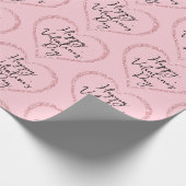 Rosa Glitter Romantische Schrift Valentinstag Geschenkpapier (Ecke)
