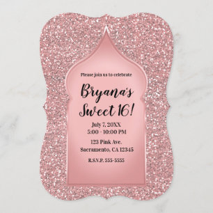 Rosa Glitter Roségold Glam Chic Geburtstagsfeier Einladung