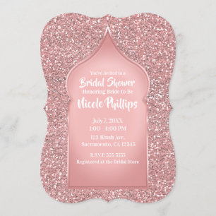 Rosa Glitter Roségold Glamour Brautparty Einladung