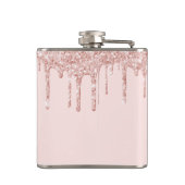 Rosa Glitter-Roségold-Monogramm-Name Flachmann (Rückseite)
