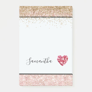 Rosa Glitter Rot Rosenblüten Herz Post-it Klebezettel