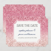 Rosa Glitter-Save-the-Date Save The Date (Vorne/Hinten)