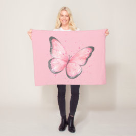 rosa Glitter-Schmetterling Fleecedecke