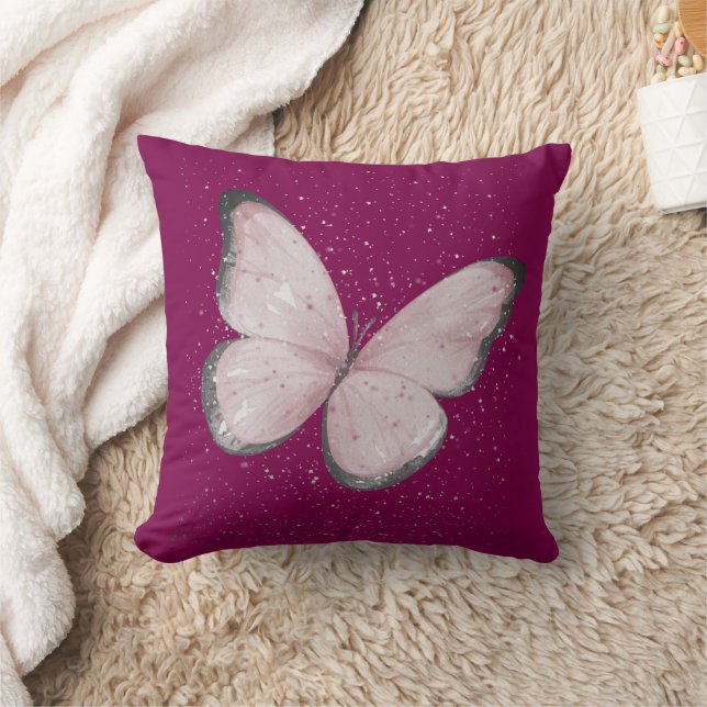 rosa Glitter-Schmetterling Kissen (Decke)