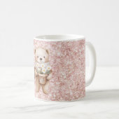 Rosa Glitter Süßer Bär Gänseblümchen Blumen Kaffeetasse (VorderseiteRechts)
