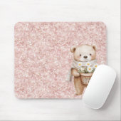 Rosa Glitter Süßer Bär Gänseblümchen Blumen Mousepad (Mit Mouse)