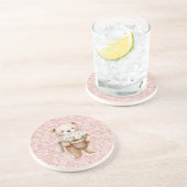 Rosa Glitter Süßer Bär Gänseblümchen Getränkeuntersetzer (Seite)