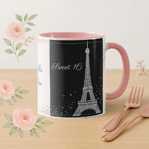 Rosa Glitter Sweet 16 Geburtstag Parisian Chic Tasse
