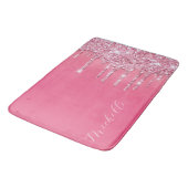 Rosa Glitter-Trend-Monogramm Badematte (Schrägansicht)