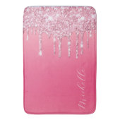 Rosa Glitter-Trend-Monogramm Badematte (Vorderseite Vertikal)