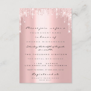 Rosa Glitter-Tropfen Rose Gold  Braut-Süß 16. Einladung