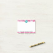 Rosa Glitter und Minze individuelles Monogramm Post-it Klebezettel (Auf Schreibtisch)