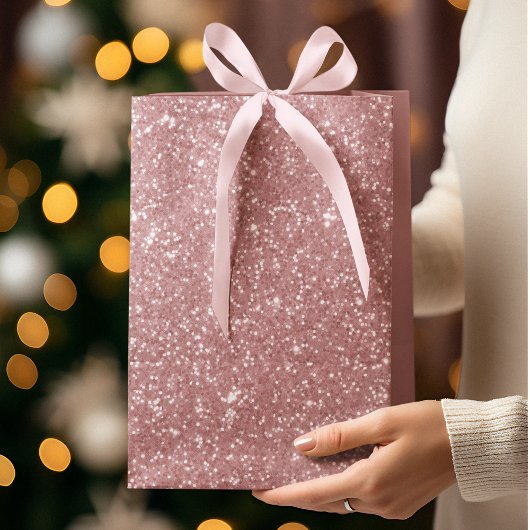 Rosa Glitter-Weihnachtsgeschenktasche Mittlere Geschenktüte