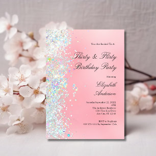 Rosa Glitter Weiß 30th Dreißigster Flirty Geburtst Einladung