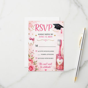 Rosa Glitter-Zahnreinigungskartengrußkarte   Futur RSVP Karte