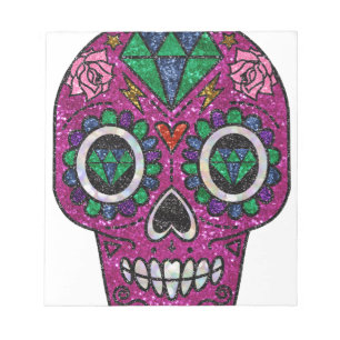 rosa Glitter-Zucker-Schädel Notizblock