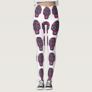 rosa Glitter-Zuckerschädel-Leggings Leggings