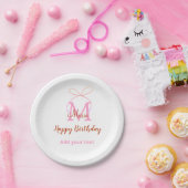 Rosa Glitterband mit Namen Buchstaben Monogramm Ge Pappteller (Party)