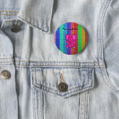 Rosa Glitterelefant mit Regenbogenstreifen Button (Beispiel)