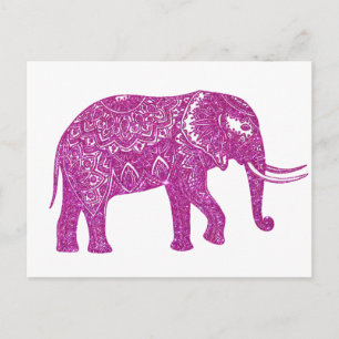Rosa Glitterelefant Postkarte