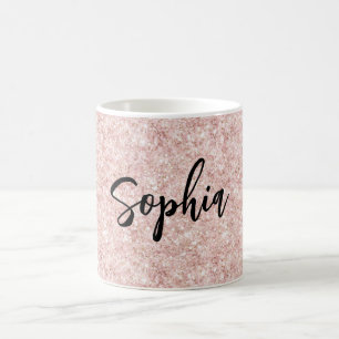 Rosa Glitterfunkeln Kaffeetasse