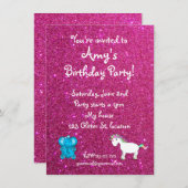 Rosa Glittergeburtstagseinladung Einladung (Vorne/Hinten)