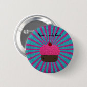 Rosa Glitterkuchen-Glittersonnendurchbruch Button (Vorne & Hinten)