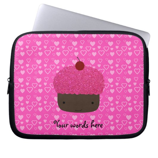 Rosa Glitterkuchen-Rosaherzen Laptopschutzhülle (Vorderseite)