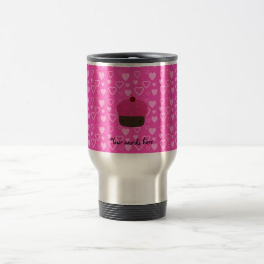 Rosa Glitterkuchen-Rosaherzen Reisebecher (Mittel)