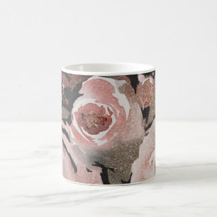 Rosa Glitterrosen Dunkle Blumen Glamour Elegant Kaffeetasse