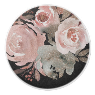 Rosa Glitterrosen Dunkle Blumen Glamour Elegant Keramikknauf