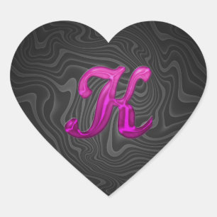 Rosa Glittery Initiale - K Herz-Aufkleber