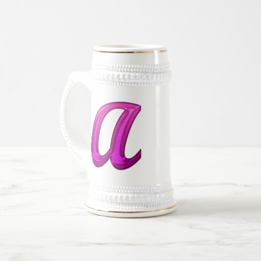 Rosa Glittery Initiale - M Bierglas (Vorderseite Links)