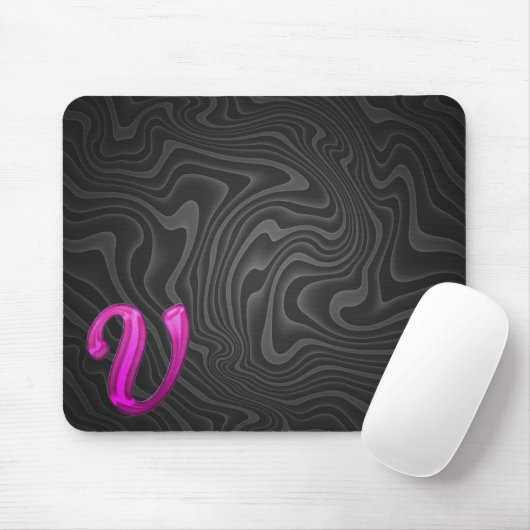 Rosa Glittery Initiale - V Mousepad (Mit Mouse)