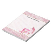 Rosa Glitz Glitter Einhorn Notizblock (Rotiert)