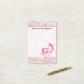Rosa Glitz Glitter Einhorn Post-it Klebezettel (Auf Schreibtisch)