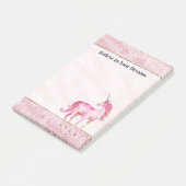 Rosa Glitz Glitter Einhorn Post-it Klebezettel (angewinkelt)