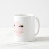 Rosa Glitze schwarze Eyelasenjacke Kaffeetasse (VorderseiteRechts)